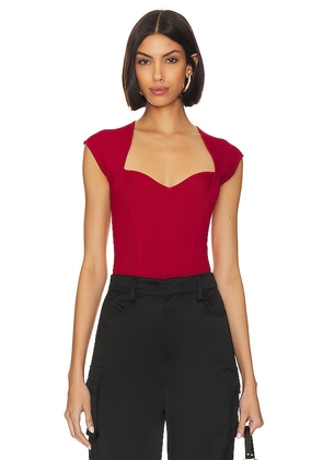 SIMKHAI Barbara Sweetheart Bodysuit in Red. Size M, XL.