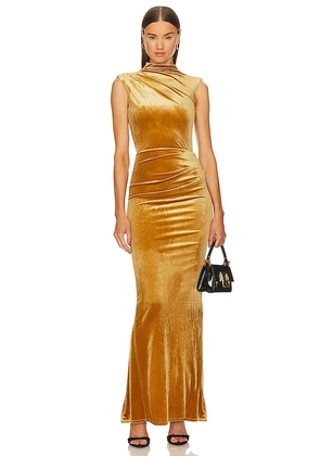 Michael Costello x REVOLVE Mott Maxi Dress in Metallic Gold. Size M, S, XL, XS.