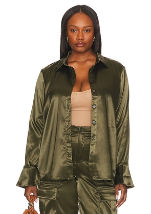 REMI x REVOLVE Serena Button Up Shirt in Olive. Size 1X, XL.