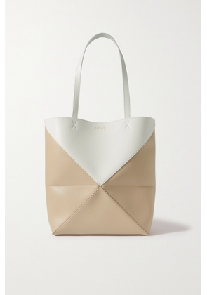Loewe - Puzzle Fold Convertible Medium Two-tone Leather Tote Bag - White - One size