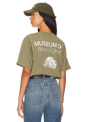 Museum of Peace and Quiet Wellness Program T-shirt in Green. Size XS.