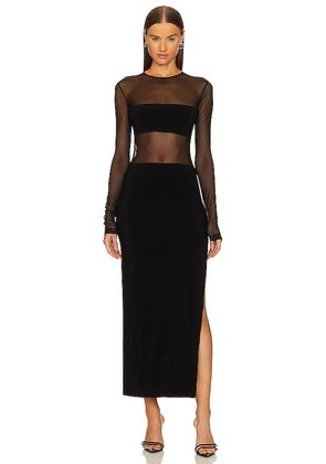 Norma Kamali Dash Dash Side Slit Gown in Black. Size M, S.