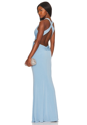 Katie May X Revolve Secret Agent Gown in Blue. Size M, S, XS, XXL.