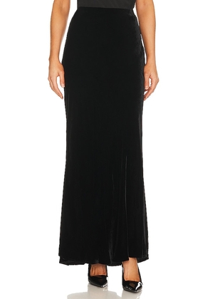 L'AGENCE Zeta Long Velvet Skirt in Black. Size XL.