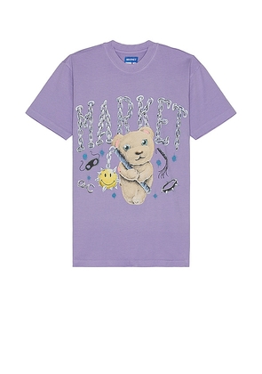 Market Smiley Soft Core Bear T-shirt in Purple. Size M, S.
