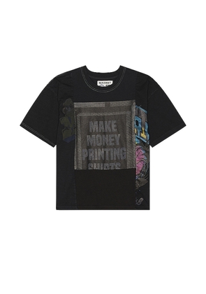 Market Rw 4 Panel Rework T-shirt in Black. Size M, S, XL/1X.