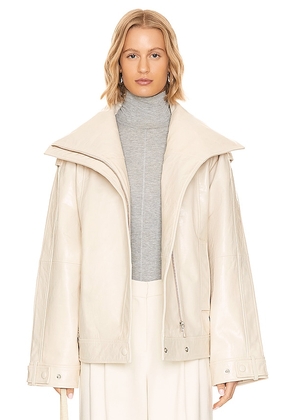 REMAIN Oversized Leather Jacket in White. Size 34, 38, 40.