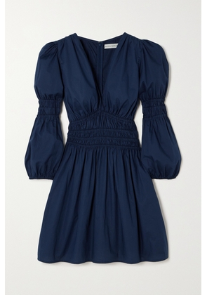 Faithfull - + Net Sustain Noria Smocked Organic Cotton-poplin Mini Dress - Blue - x small,small,medium,large,x large,xx large