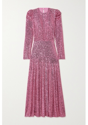 RIXO - Cerise Gathered Sequined Stretch-tulle Midi Dress - Pink - UK 6,UK 8,UK 10,UK 12,UK 14,UK 16,UK 18,UK 20