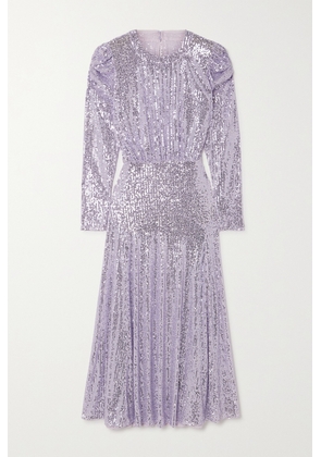 RIXO - Cerise Gathered Sequined Stretch-tulle Midi Dress - Purple - UK 6,UK 8,UK 10,UK 12,UK 14,UK 16,UK 18,UK 20
