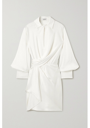 SIMKHAI - Talit Wrap-effect Draped Duchesse-satin Mini Dress - Ivory - US0,US2,US4,US6,US8,US10,US12,US14