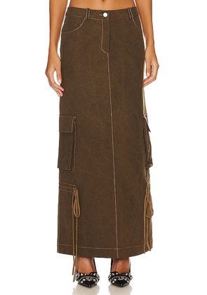 LADO BOKUCHAVA Cargo Maxi Skirt in Brown. Size S, XS.
