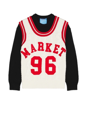 Market Home Team Sweater in White. Size L, S.