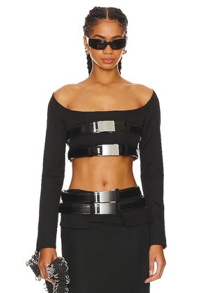 LADO BOKUCHAVA Cleavage Crop Top in Black. Size M, S, XL, XS.