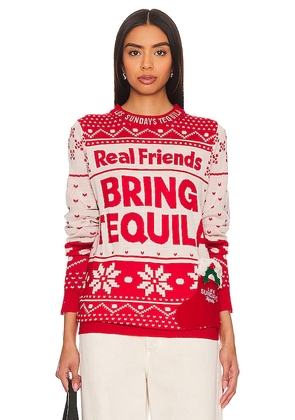 Los Sundays Real Friends Holiday Sweater in Red. Size S.