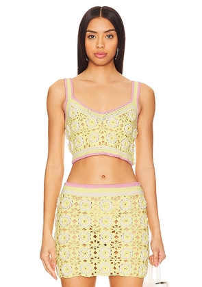 Lovers and Friends Meadow Crochet Top in Yellow. Size L, S, XS.
