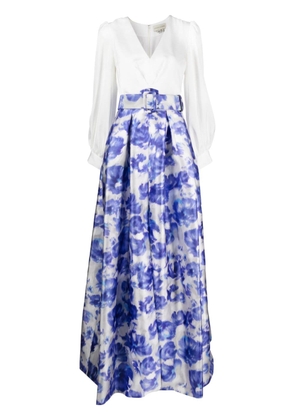 Sachin & Babi Zoe belted floral-print gown - Blue