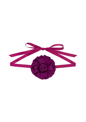 Lele Sadoughi Silk Gardenia Ribbon Choker in Purple.