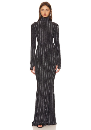 Norma Kamali Long Sleeve Turtle Fishtail Gown in Black. Size M, XS.