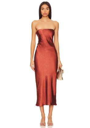 MORE TO COME Emma Strapless Maxi Dress in Burnt Orange. Size M, S, XL.
