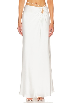 MISHA Melody Maxi Skirt in Ivory. Size M, S.