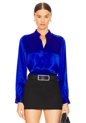L'AGENCE Bianca Collar Blouse in Blue. Size XS.