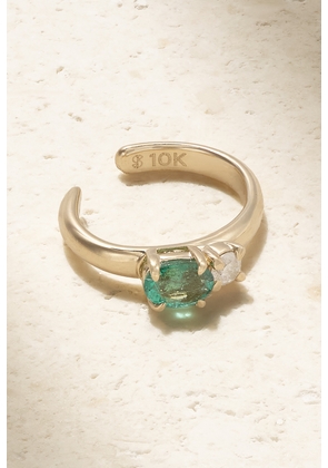 STONE AND STRAND - Green Goddess 10-karat Gold, Emerald And Diamond Ear Cuff - One size