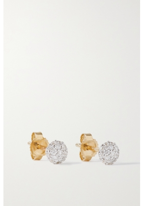 STONE AND STRAND - Dainty Mirror Ball 10-karat Gold Diamond Earrings - One size