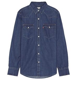 LEVI'S Barstow Western Standard Shirt in Blue. Size S.