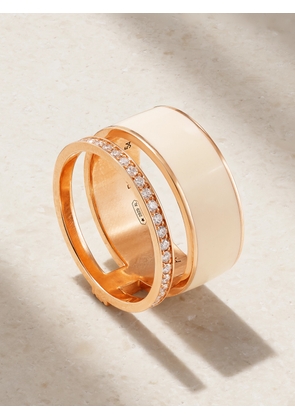 Repossi - Berbere 18-karat Rose Gold, Lacquer And Diamond Ring - Ivory - 54,55