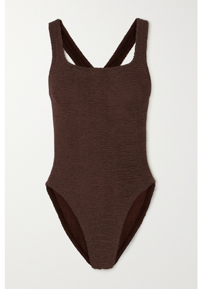 Hunza G - Maya Metallic Seersucker Swimsuit - Brown - One size