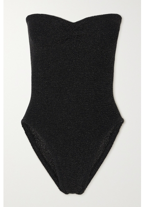 Hunza G - Brooke Metallic Seersucker Bandeau Swimsuit - Black - One size