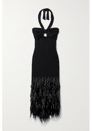 Johanna Ortiz - + Net Sustain Fiesta Embellished Crepe Halterneck Midi Dress - Black - US0,US2,US4,US6,US8,US10