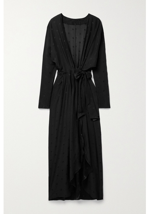 Johanna Ortiz - + Net Sustain Dance Of Devotion Silk Satin-jacquard Midi Wrap Dress - Black - US0,US2,US4,US6,US8,US10
