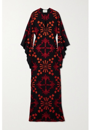 Johanna Ortiz - + Net Sustain Historias Salvajes Embroidered Silk Crepe De Chine Maxi Dress - Black - US0,US2,US4,US6,US8,US10