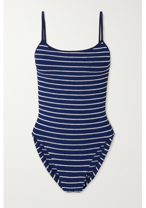 Hunza G - Pamela Striped Seersucker Swimsuit - Blue - One size