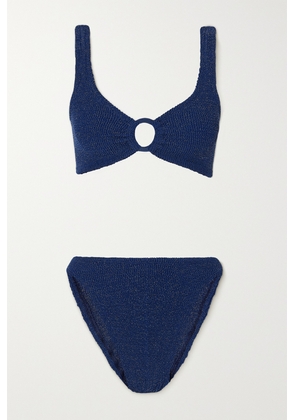 Hunza G - Iman Metallic Seersucker Bikini - Blue - One size