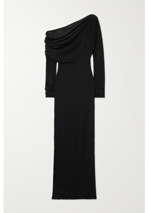 Christopher Esber - Radial Wave One-shoulder Wool Maxi Dress - Black - xx small,x small,small,medium,large,x large