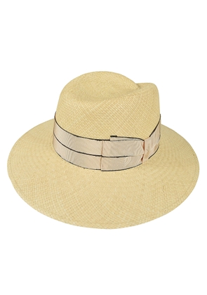 Borsalino Bow Logo Woven Hat