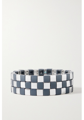 Roxanne Assoulin - Check It Out Set Of Three Silver-tone And Enamel Bracelets - One size