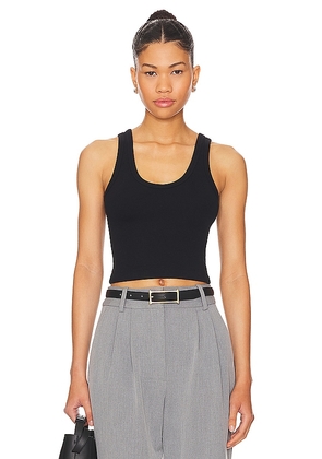 perfectwhitetee Cropped Cotton Ribbed Layering Tank in Black. Size M, S, XL, XS.