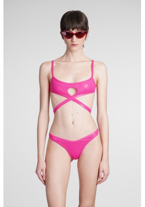 The Attico Cut-Out Wraparound Bikini Set In Fuchsia Technical Fabric Woman