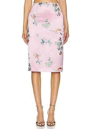 Kim Shui Embroidered Pencil Skirt in Pink. Size S.