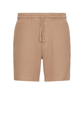 Nikben Waffle Shorts in Brown. Size M, S, XL/1X.