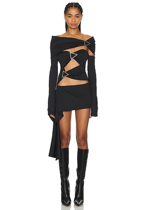 LADO BOKUCHAVA Arrow Dress in Black. Size L, M, XS.