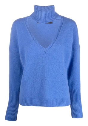 Federica Tosi detachable-collar V-neck jumper - Blue