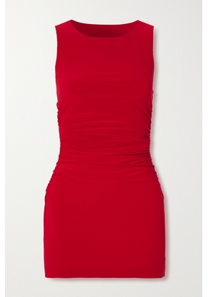 Norma Kamali - Pickleball Ruched Stretch-jersey Mini Dress - Red - xx small,x small,small,medium,large,x large