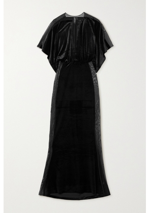 Norma Kamali - Obie Tulle-trimmed Velvet Gown - Black - xx small,x small,small,medium,large,x large