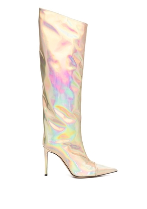 Alexandre Vauthier holographic knee-high 100mm boots - Gold