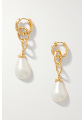Pacharee - Prado Gold Vermeil Pearl Hoop Earrings - White - One size